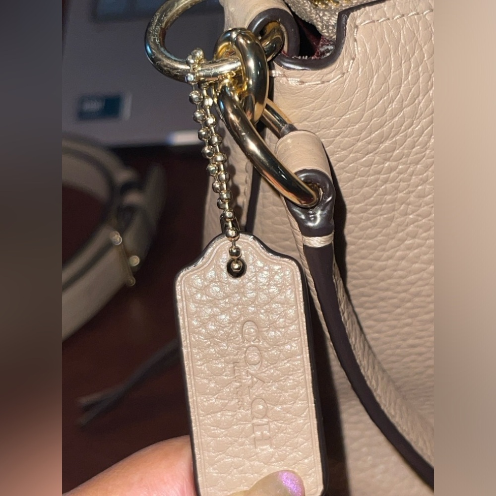 Coach Pebbled Leather Crossbody Bag in Taupe - Picture 12 of 16